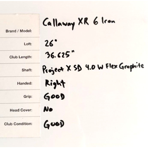 Callaway XR Cup 360 Single 6 Iron Project X SD 4.0 W Flex Graphite RH 36.6" Lady - Picture 14 of 14